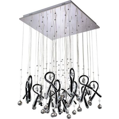 Inspired Lighting Class Pendant Square 20 Light G4 Polished Chrome/Black Glass/Crystal - Pendant Light Inspired Lighting Class Pendant Square 20 Light G4 Polished Chrome/Black Glass/Crystal - Pendant Light