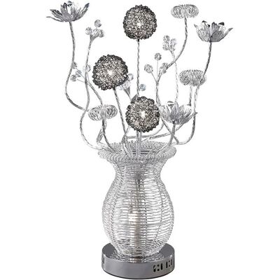 Inspired Lighting Calista 4 Light G4 Silver/Black/Crystal Table Lamp Inspired Lighting Calista 4 Light G4 Silver/Black/Crystal Table Lamp
