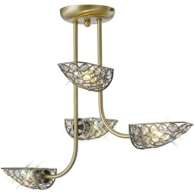 Inspired Lighting Ashton Semi Flush Ceiling 4 Light Antique Brass - Chandelier Inspired Lighting Ashton Semi Flush Ceiling 4 Light Antique Brass - Chandelier