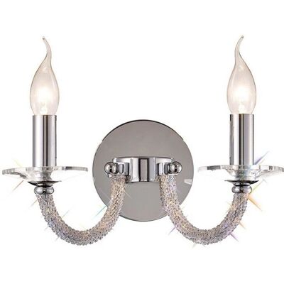 Inspired Lighting Elena Wall Lamp - 2 Candle Chrome Crystal Inspired Lighting Elena Wall Lamp - 2 Candle Chrome Crystal