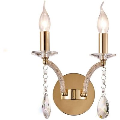 Inspired Lighting Fiore Wall Lamp - 2 Candle Lights - Crystal, French Gold Inspired Lighting Fiore Wall Lamp - 2 Candle Lights - Crystal, French Gold