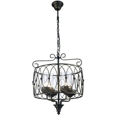 Inspired Lighting Malcolm Caged Ceiling Pendant - 4 Light Black Gold Inspired Lighting Malcolm Caged Ceiling Pendant - 4 Light Black Gold