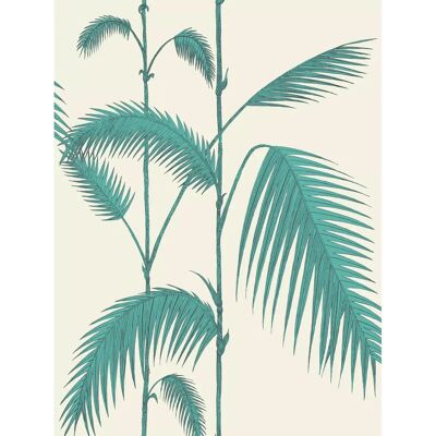 Cole & Son Palm Leaves - Designtapete v. Cole and Son - Offwhite/Türkis - Wallpaper Cole & Son Palm Leaves - Designtapete v. Cole and Son - Offwhite/Türkis - Wallpaper