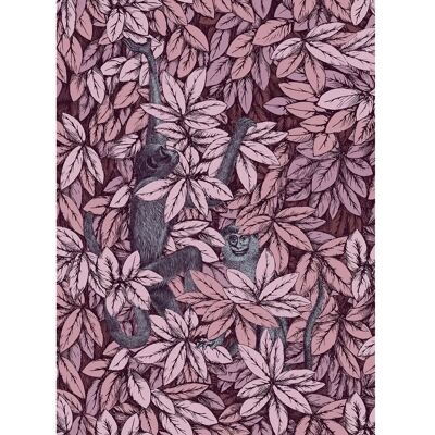 Cole & Son Tapete Foglie e Scimmie - Blush mit Blau und Affen Cole & Son Tapete Foglie e Scimmie - Blush mit Blau und Affen