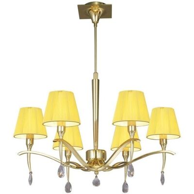 Inspired Lighting Siena Ceiling Pendant 6 Light E14 - Polished Brass with Amber Cream Shades Inspired Lighting Siena Ceiling Pendant 6 Light E14 - Polished Brass with Amber Cream Shades