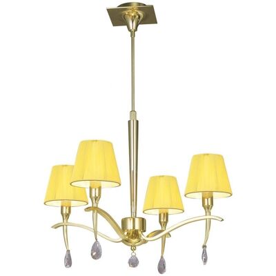 Inspired Lighting Siena Ceiling Pendant 4 Light E14 - Brass & Amber Shades Inspired Lighting Siena Ceiling Pendant 4 Light E14 - Brass & Amber Shades