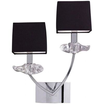 Inspired Lighting Akira Wall Lamp - 2 Light E14, Polished Chrome, Black Shades Inspired Lighting Akira Wall Lamp - 2 Light E14, Polished Chrome, Black Shades