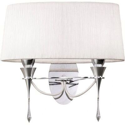 Inspired Lighting Lucca Wall Lamp - 2-Light E27, Chrome & White Shade Inspired Lighting Lucca Wall Lamp - 2-Light E27, Chrome & White Shade