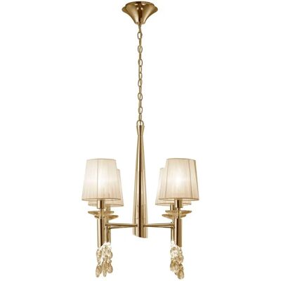 Inspired Lighting Tiffany Pendant - 4+4 Light E14+G9 - French Gold - Cream Shades - Clear Crystal Inspired Lighting Tiffany Pendant - 4+4 Light E14+G9 - French Gold - Cream Shades - Clear Crystal