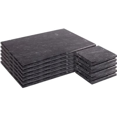 Argon 12pc Black Marble Tableware Set - Rustic Style Argon 12pc Black Marble Tableware Set - Rustic Style
