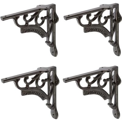 Hammer & Tongs 150mm Black Ornate Iron Shelf Bracket - Cast Iron Heavy Duty Wall Storage Hammer & Tongs 150mm Black Ornate Iron Shelf Bracket - Cast Iron Heavy Duty Wall Storage