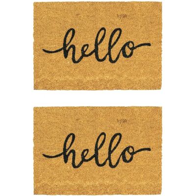 Nicola Spring 2pc Brown Non-Slip Door Mat Set - Indoor Outdoor Welcome Mats - 90x60cm Nicola Spring 2pc Brown Non-Slip Door Mat Set - Indoor Outdoor Welcome Mats - 90x60cm