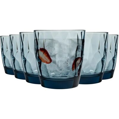 Bormioli Rocco Ocean Blue Diamond Dimpled Glass Tumblers - 300ml - Pack of 6 Bormioli Rocco Ocean Blue Diamond Dimpled Glass Tumblers - 300ml - Pack of 6