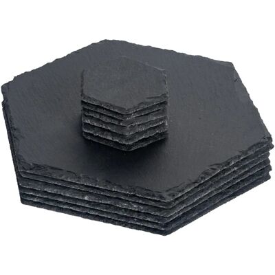 Nicola Spring Hexagon Natural Slate Placemat Set - 6 Placemats & 6 Coasters Nicola Spring Hexagon Natural Slate Placemat Set - 6 Placemats & 6 Coasters