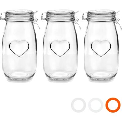 Nicola Spring - Heart Glass Jars - 1.5L - Glass Jars Nicola Spring - Heart Glass Jars - 1.5L - Glass Jars