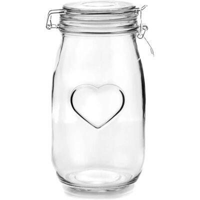 Nicola Spring Heart Glass Storage Jar - 1.5L - White Seal - Storage Jar Nicola Spring Heart Glass Storage Jar - 1.5L - White Seal - Storage Jar
