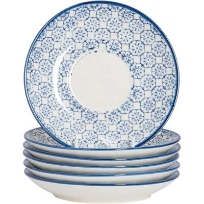 Nicola Spring 6 Piece Navy Porcelain Saucer Set - Japanese Style Tea Cup Saucers Nicola Spring 6 Piece Navy Porcelain Saucer Set - Japanese Style Tea Cup Saucers