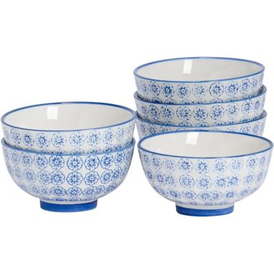 Nicola Spring Navy Hand-Printed Rice Bowl Set - Rice & Dessert Bowls Nicola Spring Navy Hand-Printed Rice Bowl Set - Rice & Dessert Bowls