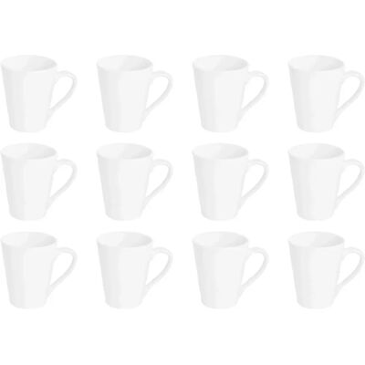 Argon Tableware White Latte Mug Set - 12pcs - Hot Drink Porcelain Cups Argon Tableware White Latte Mug Set - 12pcs - Hot Drink Porcelain Cups