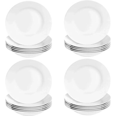 Argon Tableware 24 Piece White Soup Plate Set - Classic Porcelain Serving Bowls Dishes - 230mm (9") Argon Tableware 24 Piece White Soup Plate Set - Classic Porcelain Serving Bowls Dishes - 230mm (9")