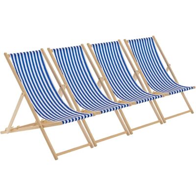 Harbour Housewares Wooden Deck Chair Folding Garden Beach Seaside Deckchair Blue White Stripe - Deck Chair Harbour Housewares Wooden Deck Chair Folding Garden Beach Seaside Deckchair Blue White Stripe - Deck Chair