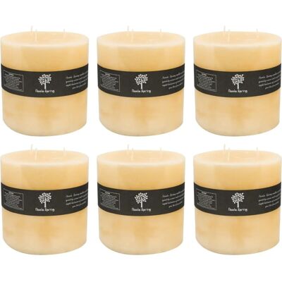 Nicola Spring Vanilla Scented Triple Pillar Candle - 150x150mm - Pack Of 6 Beige Nicola Spring Vanilla Scented Triple Pillar Candle - 150x150mm - Pack Of 6 Beige