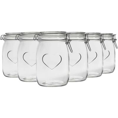 Nicola Spring - Heart Glass Jars - 1 Litre - Glass Jar Nicola Spring - Heart Glass Jars - 1 Litre - Glass Jar