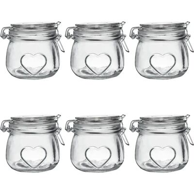 Nicola Spring - Glass Jars - 500ml - Clip Lid - Set of 6 Nicola Spring - Glass Jars - 500ml - Clip Lid - Set of 6
