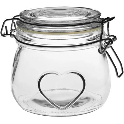 Nicola Spring Heart Design Glass Storage Jar - Food Preserve 500ml Nicola Spring Heart Design Glass Storage Jar - Food Preserve 500ml