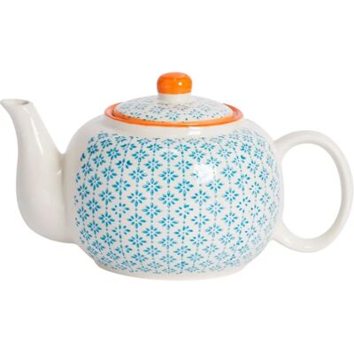 Nicola Spring Hand-Printed Teapot - Japanese Porcelain Teapot with Lid - Blue - 820ml Nicola Spring Hand-Printed Teapot - Japanese Porcelain Teapot with Lid - Blue - 820ml