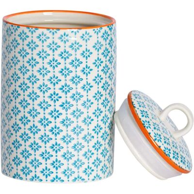 Nicola Spring Model - Hand-Printed Tea Coffee Sugar Canister - Blue - 1L - Canister Nicola Spring Model - Hand-Printed Tea Coffee Sugar Canister - Blue - 1L - Canister