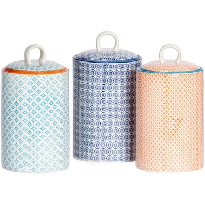 Ensemble de 3 Bocaux Nicola Spring - Rangement Cuisine en Porcelaine - Multicolore - Publicité Ensemble de 3 Bocaux Nicola Spring - Rangement Cuisine en Porcelaine - Multicolore - Publicité
