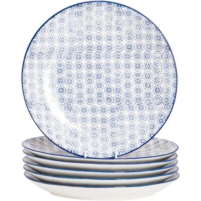 Nicola Spring Navy Hand-Printed Japanese Dinner Plate Set - 25.5cm - Dinner Plate Set Nicola Spring Navy Hand-Printed Japanese Dinner Plate Set - 25.5cm - Dinner Plate Set
