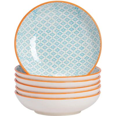 Nicola Spring 6 Piece Hand-Printed Pasta Bowl Set - Japanese Style Porcelain Serving Bowls - Orange - 22cm - Pasta Bowl Set Nicola Spring 6 Piece Hand-Printed Pasta Bowl Set - Japanese Style Porcelain Serving Bowls - Orange - 22cm - Pasta Bowl Set