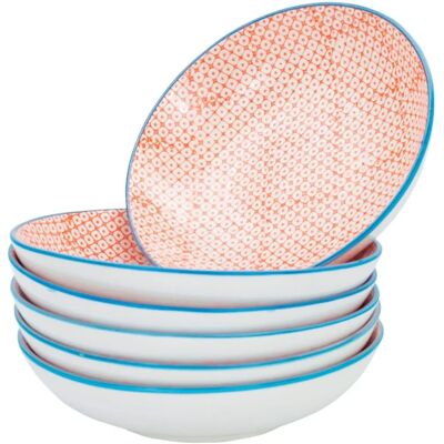 Nicola Spring Ensemble de 6 bols en porcelaine japonaise - Style japonais - Bleu - 22cm - Publicité Nicola Spring Ensemble de 6 bols en porcelaine japonaise - Style japonais - Bleu - 22cm - Publicité