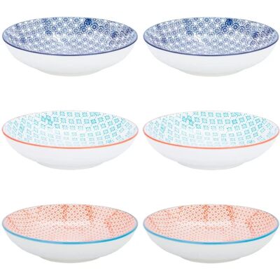 Nicola Spring Pasta Bowls Set - Japanese Style Porcelain - Multicolour Nicola Spring Pasta Bowls Set - Japanese Style Porcelain - Multicolour