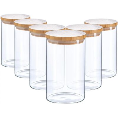 Argon - Scandi 6x Jars - 1 L - Wood Lids - Storage Jars Argon - Scandi 6x Jars - 1 L - Wood Lids - Storage Jars