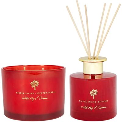 Nicola Spring Bougie et Diffuseur Figues Sauvages - 38h 340g - Publicité Nicola Spring Bougie et Diffuseur Figues Sauvages - 38h 340g - Publicité