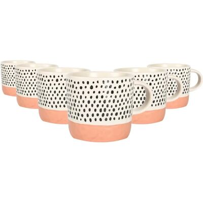 Nicola Spring 6x Pink Ceramic Dipped Dots Coffee Mugs - Coffee Mugs Nicola Spring 6x Pink Ceramic Dipped Dots Coffee Mugs - Coffee Mugs