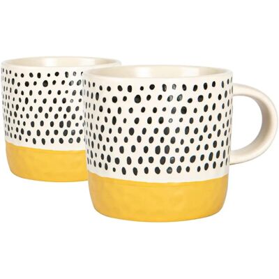Nicola Spring - 2x Ceramic Dots Mugs - Mustard - 385ml - Mug Nicola Spring - 2x Ceramic Dots Mugs - Mustard - 385ml - Mug