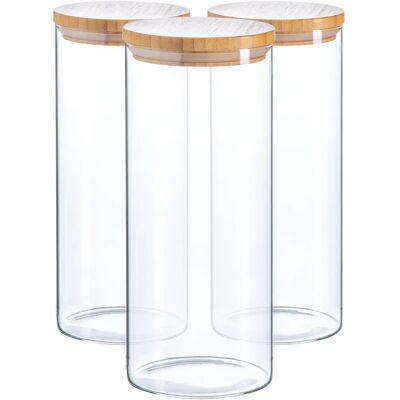 Argon - 3x Scandi Jars - 1.5 L - Wood Lids - Storage Jars Argon - 3x Scandi Jars - 1.5 L - Wood Lids - Storage Jars