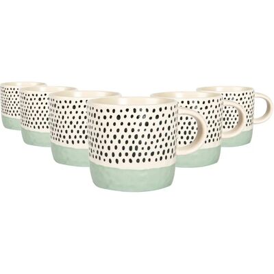 Nicola Spring 6x Ceramic Dipped Dots Coffee Mugs - Blue Nicola Spring 6x Ceramic Dipped Dots Coffee Mugs - Blue