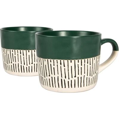 Nicola Spring 2x Ceramic Dipped Dash Coffee Mug - Sage Green Nicola Spring 2x Ceramic Dipped Dash Coffee Mug - Sage Green