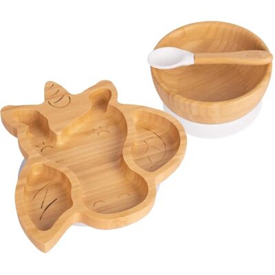 Ensemble Repas Enfant en Bambou Licorne - Assiette, Bol, Cuillère Douce - Publicité Ensemble Repas Enfant en Bambou Licorne - Assiette, Bol, Cuillère Douce - Publicité