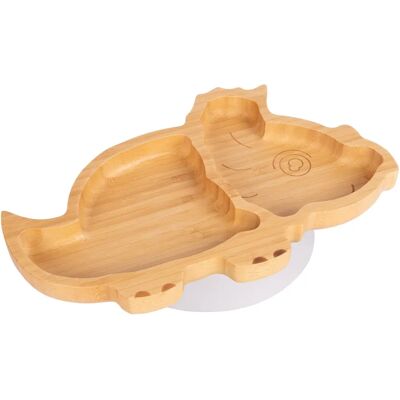 Tiny Dining Children's Bamboo Dinosaur Plate - Segmented Design - White Tiny Dining Children's Bamboo Dinosaur Plate - Segmented Design - White