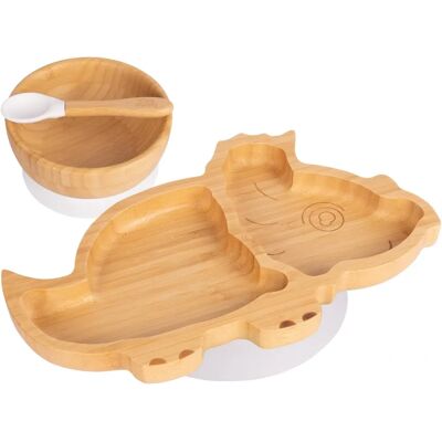 Tiny Dining Children's Bamboo Dinosaur Dinner Set - Plate, Bowl, Spoon Tiny Dining Children's Bamboo Dinosaur Dinner Set - Plate, Bowl, Spoon
