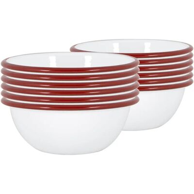 Argon - 12x Enamel Bowls - Red - 16cm - Tableware Argon - 12x Enamel Bowls - Red - 16cm - Tableware