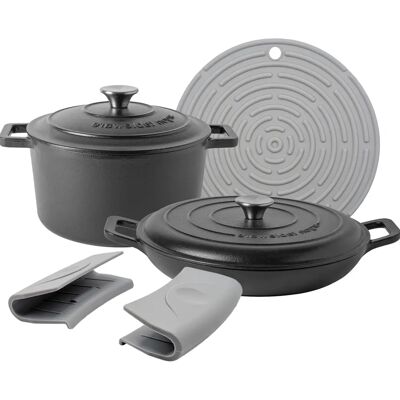 Argon Tableware - Cast Iron Casserole - 2-Piece Set - 24/30cm - Cast Iron Cookware Argon Tableware - Cast Iron Casserole - 2-Piece Set - 24/30cm - Cast Iron Cookware