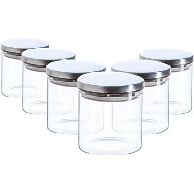 Argon Tableware - 6x - Glass - Metal Lids - Storage Jars Argon Tableware - 6x - Glass - Metal Lids - Storage Jars