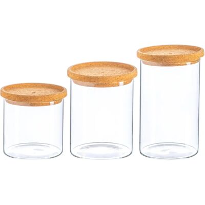 Argon - Glass Jar Set - Cork Lid - 3-pack - Storage Jars Argon - Glass Jar Set - Cork Lid - 3-pack - Storage Jars
